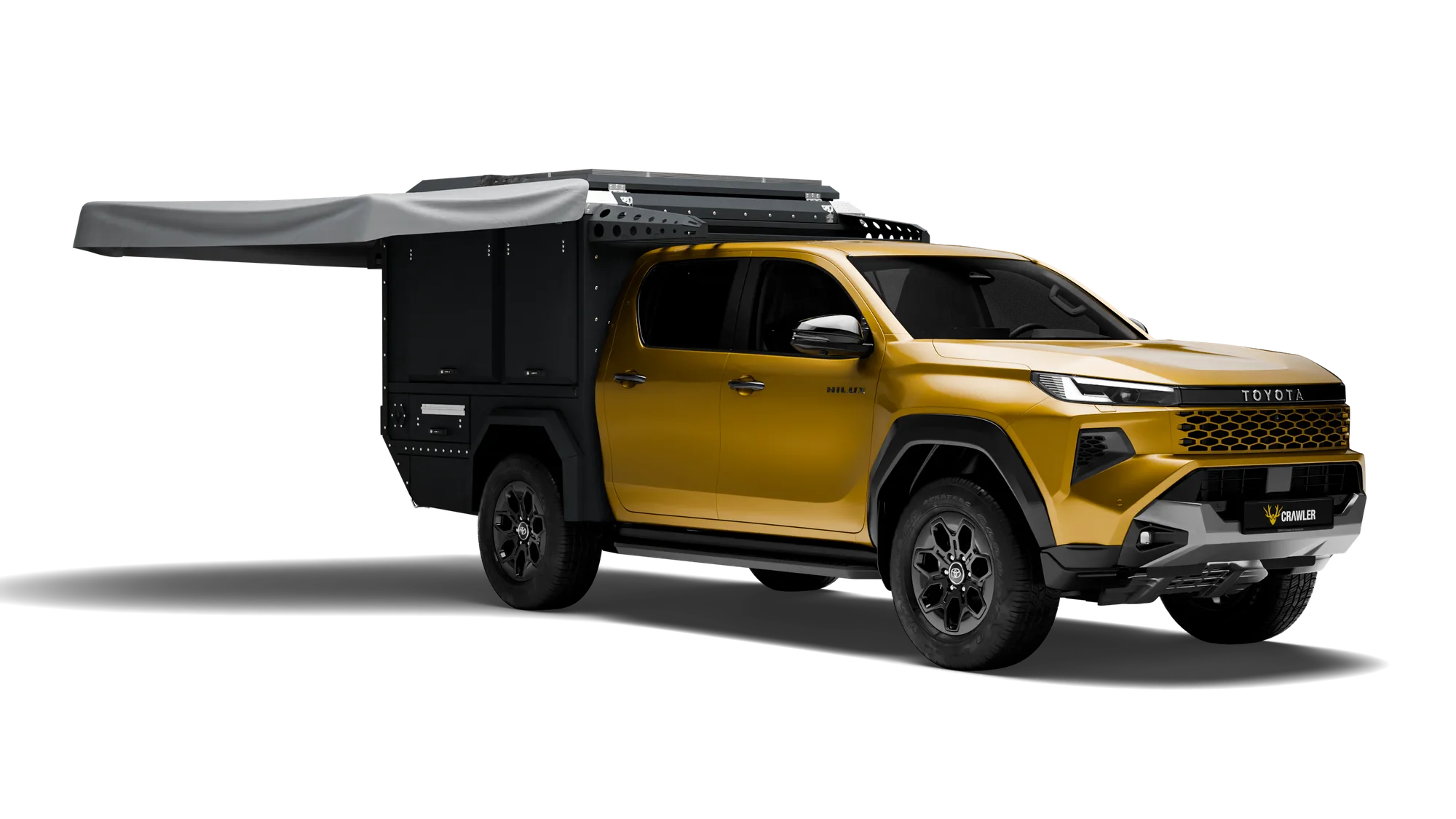 Crawler CMP 190 Toyota Hilux — camp setup with the awning open