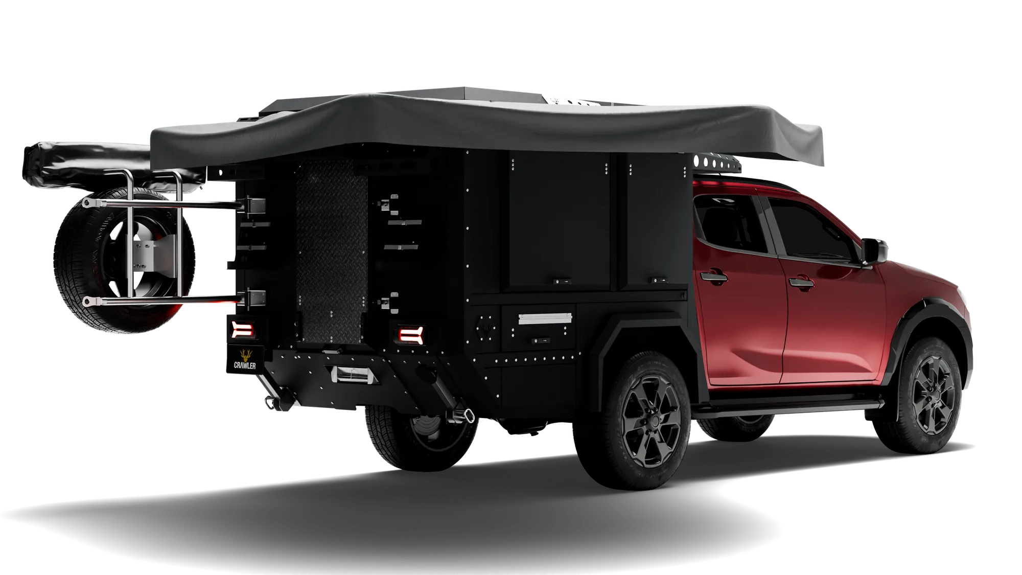 Crawler CMP 190 Isuzu D-Max — camp setup with the awning open