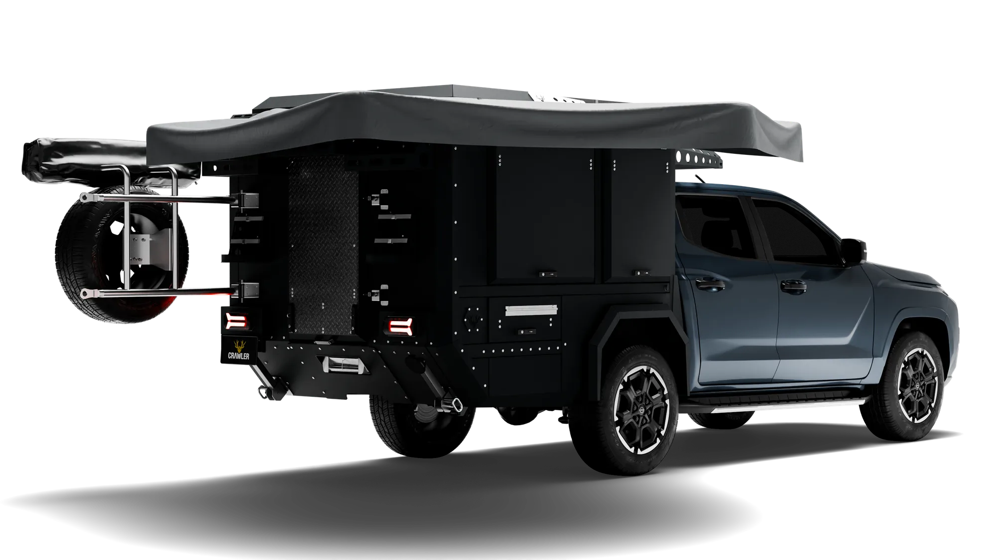 Crawler CMP 190 Nissan Navara — camp setup with the awning open